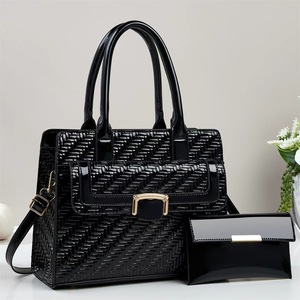 Conjunto de bolso de mano de dos piezas An Ru Shi, bolso tote negro de gran capacidad con correa cruzada para uso diario - Product Image 1
