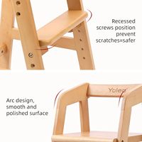 Chaise haute en bois réglable pour les tout-petits Coussin amovible de couleur naturelle pour manger Étudier la chaise de salle à manger pour enfants les cultiver