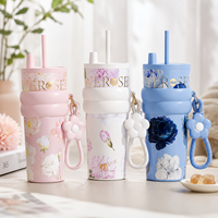 Vaso Térmico de Acero Inoxidable de Doble Pared de 710 ml con Logotipo Personalizado, Aislamiento al Vacío Clásico, para Estudiantes, Adolescentes, Viajes, con Cuerda y Pajitas Nuevas
