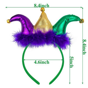 Chapeau de <span class=keywords><strong>Clown</strong></span> Bouffon du Mardi Gras Vert et Or, Accessoire de Cosplay pour Masquerade, Cadeau de Fête pour Halloween et Remise de Diplôme - Product Image 3
