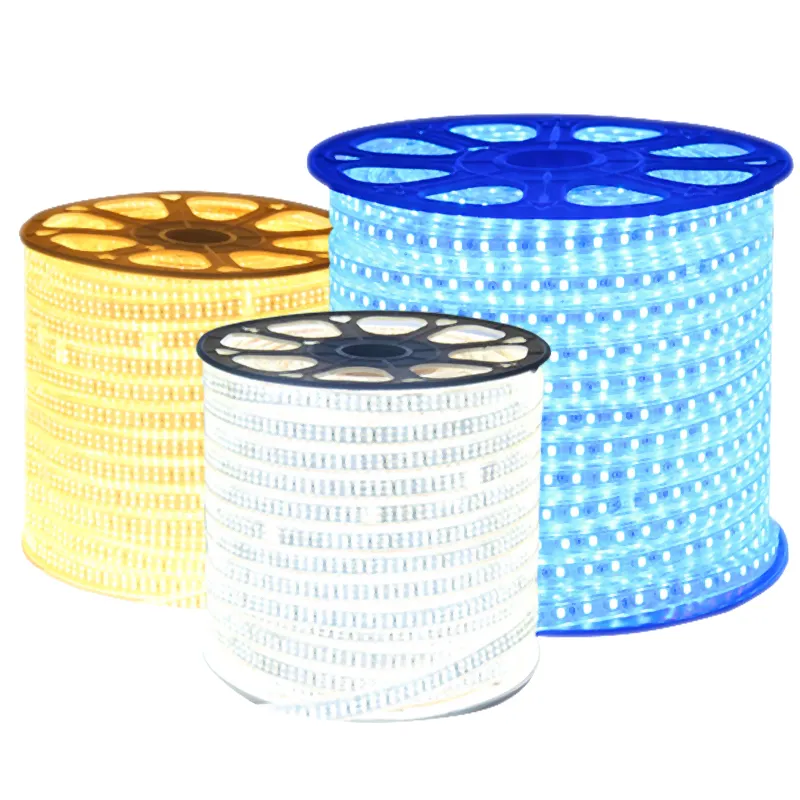 Waterproof High Voltage Smd5050 2835 60led 180led Cuttable 50m 100m Roll White Color Rgb Led Strip Light