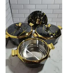 Newest Design Home Use Luxury Insulated Container 2L+2.5L+3L Hot Pot Food Keep Warm Stainless Steel Casserole 3 Pcs Sets