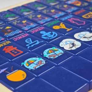 Jeu de Mahjong Créatif Thème <span class=keywords><strong>Plage</strong></span> d'Été Bleu Profond – Tuiles de Remplacement pour Soirées Mahjong - Product Image 3