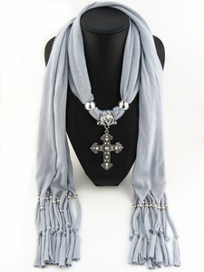 <span class=keywords><strong>La</strong></span> venta más caliente moda <span class=keywords><strong>joya</strong></span> colgante de cuentas gasa bufanda collar con colgantes de Metal - Product Image 4