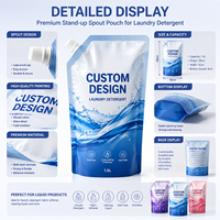 Pochette souple personnalisée de 1,5 L avec bec verseur pour lessive liquide, sachet de recharge vertical en plastique avec bec pour liquides de nettoyage