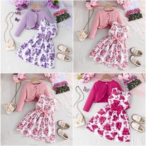 Koreaanse Stijl Paars Baby Meisje Verjaardag Jurken Bloemenmeisje Kinderkleding Voor Bruiloft Mooie Kid Girl Jurk Met Jas - Product Image 4