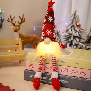 Decoraciones Navideñas, Muñeco sin Rostro con Gorro Tejido, Anciano del Bosque con Patas Largas, Decoración para Escenas Navideñas - Product Image 3