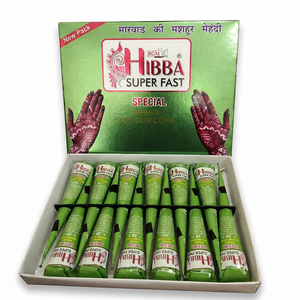 Hibba Super Fast Bridal Henna Cone Brown, peinture corporelle facile à appliquer pour les mains, les pieds et l'art corporel, 370g - Product Image 1