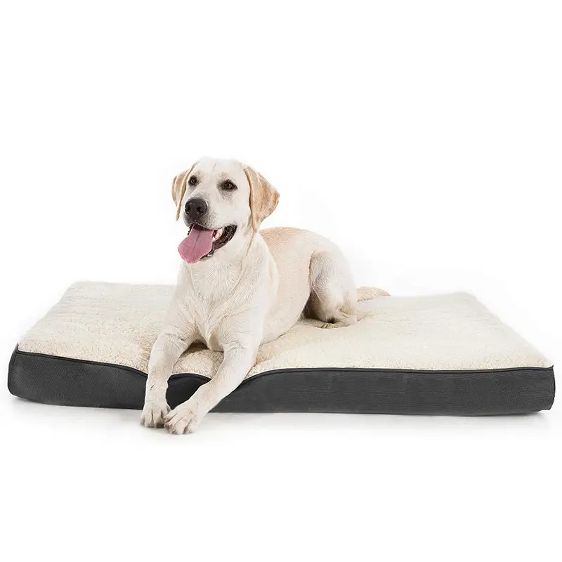 Luxury Fleece Egg Crate Waterproof Memory Foam Orthopedic Removable Washable Cover Dog Bed Cushion Mat For Pet