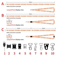 Porte-clés promotionnel en tissu polyester écologique brodé avec logo personnalisé, accessoires en acier inoxydable, cordon de poignet