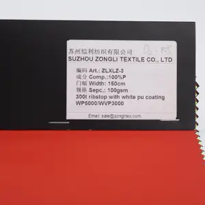 Hot Sale 300T 50 Dx50D Polyester Ribstop Pongee Stoff Rückseite mit milchiger PU-Beschichtung