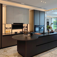Meuble de cuisine en mélamine, panneau de particules, imperméable, facile à nettoyer, taille personnalisée avec plan de travail en quartz, mobilier de cuisine pour la maison