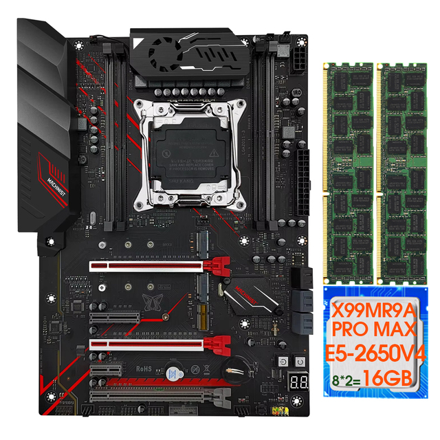 Factory-Direct MACHINIST X99 MR9A PRO MAX Motherboard Bundle - Includes Xeon E5 2650V4 LGA2011-3 CPU 2x8GB DDR4 ECC RAM NVMe M.2