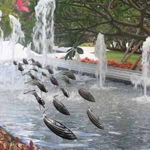 Stainless Steel Fish Sculpture Mirror Finish Layered Outdoor Garden Decor - Product Image 2