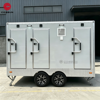 Remorque de toilettes mobiles Cogsun, remorque de toilettes portables pour la location événementielle, logo personnalisé disponible
