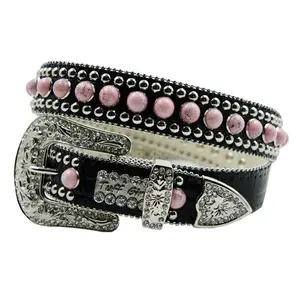 THE PINK CONCHO WESTERN RHINESTONE FULL BLING BELT FOR COWGIRL 100cm