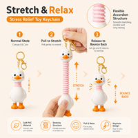 Porte-clés canard extensible personnalisé, jouet anti-stress, jouet sensoriel en PVC souple, porte-clés animal télescopique, jouet sensoriel à tirer et à rebondir