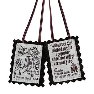 Scapulaire Marron de Notre-Dame du Mont Carmel, Scapulaire Religieux Catholique en Feutre avec Image de la Vierge Marie et Saint <span class=keywords><strong>Simon</strong></span>, <span class=keywords><strong>Collier</strong></span> Dévotionnel - Product Image 1