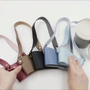 Reusable Cup Holder Strap with Handle Tie Leather Made Portable Cup Holder for Cold / Hot Coffee Water Portable <b>Drink</b> Carrier - Product Image 1