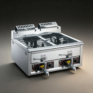 Friteuse industrielle à gaz double cuve 12L+12L pour frites, design relevable, pour comptoir, conforme aux normes alimentaires commerciales - Product Image 3