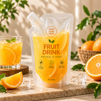 Pochette Doypack transparente en plastique avec bec verseur pour jus d'orange, emballage de boisson, pochette liquide anti-fuite avec bec et bouchon