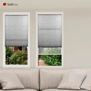 Portable Fabric Pleated Blinds Window Curtain Easy Fix No Drilling Inside Window Sun Shading Paper Blinds