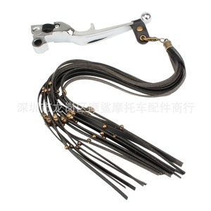 Moshark <b>Motorcycle</b> Handlebar Tassels 15cm 9cm 5cm Retro Studded Skull Leather <b>Grips</b> Decorative Accessories for Harley - Product Image 3