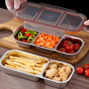 Kotak Makan Siang Bento dengan Tutup Wadah Makanan Ringan Terbagi Baja Tahan Karat Kotak Makan Siang Portabel Anti Bocor Wadah Makanan Kantor yang Dapat Digunakan Kembali - Product Image 3