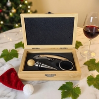 Kit d'accessoires pour le vin 3 pièces avec tire-bouchon à manche métallique, verseur, bouchon, élégante boîte de rangement en bambou, cadeau de Noël, OEM disponible