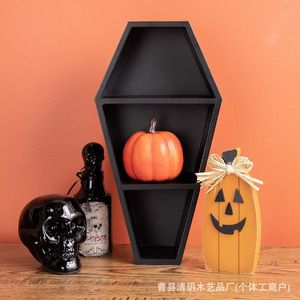 Estante de Almacenamiento de Madera en Forma de Ataúd, Negro, Madera Maciza, Decoración Gótica de Halloween, Estante de Pared Interior, Adorno Creativo - Product Image 4