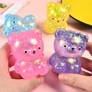 High Quality TPR Maltose Glitter <b>Cute</b> <b>Bear</b> Pressure Release Promotional Gift Decompression Squeeze Squishy Toys for Kids - Product Image 3