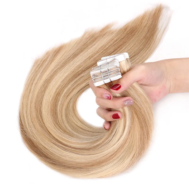 Seamless Injected Tape Hair Extension Colored Indian Remy Invisible Tape In Human Hair