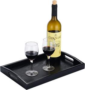 Bandeja de servicio de madera pulida ecológica duradera decorativa elegante rústica de alta calidad hecha a mano con asa para uso en el desayuno - Product Image 6