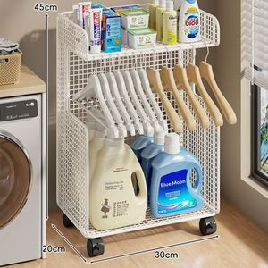 All in One Metal Laundry Organizer Load 20kg Laundry Cart with Wheels Slim <b>Storage</b> Cart <b>for</b> Bathroom Toilet Shelf - Product Image 5