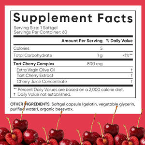 Capsules de cerise acidulée OEM ODM 800MG, complexe de fruits, antioxydant puissant à base de plantes, favorise la santé immunitaire et cérébrale pour adultes - Product Image 2