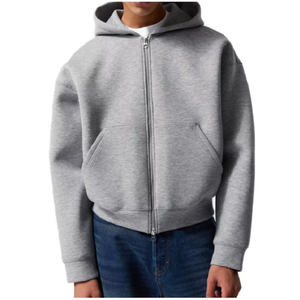 <span class=keywords><strong>Felpa</strong></span> con cappuccio personalizzata da uomo alla moda con doppia cerniera in tinta unita pesante <span class=keywords><strong>felpa</strong></span> con tecnica <span class=keywords><strong>di</strong></span> lavaggio della giacca Cardigan - Product Image 1