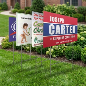 Letreros personalizados para campañas electorales <span class=keywords><strong>de</strong></span> 18x24, resistentes a la intemperie, <span class=keywords><strong>de</strong></span> plástico corrugado, con estacas en forma <span class=keywords><strong>de</strong></span> H, para jardín. - Product Image 1