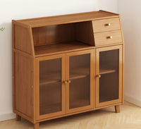 Buffet de rangement multifonctionnel de luxe tout-en-un mural étroit pour la maison, en bambou, pour cuisine et salon