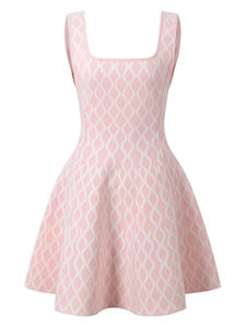Vestido <span class=keywords><strong>de</strong></span> punto <span class=keywords><strong>rosa</strong></span> con cuello cuadrado estilo francés Bettergirl 2026 para Ramadán - Product Image 2