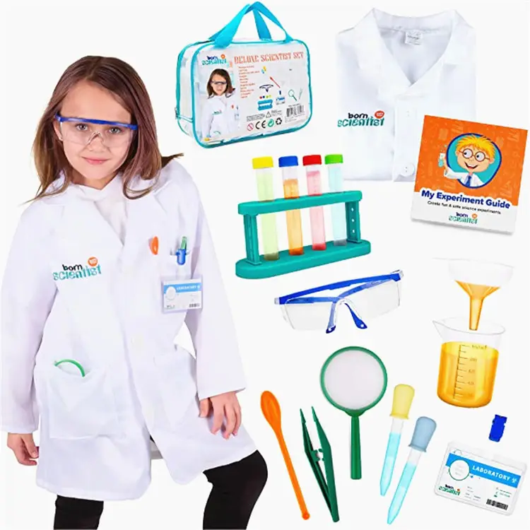 15 Pieces Kids Educational Science Experiment Kit Scientist Costume Dress Up Kids Role Play Toys For 3-7 Years Old