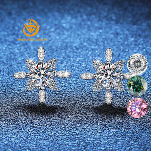 Usine en gros 0.5 CT Moissanite boucles d'oreilles passer diamant Test 925 argent Sterling Starlight reine boucles d'oreilles bijoux pour femmes - Product Image 2