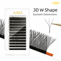 Extensiones de Pestañas A-RIX de Precisión, Forma Estrecha en W, Volumen Completo, Hechas a Mano con Pelo Sintético, Libres de Crueldad Animal, Veganas, de Larga Duración para Salón
