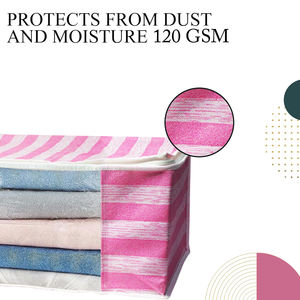 Stripes Print Pink Design Transparent Saree Storage Bag Ethnic Saree Pouch Work Saree <b>Cover</b> For Womens In Wholesale Price - Product Image 5