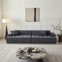Ensemble de canapés modulaires contemporains en polyester, design surdimensionné avec rembourrage capitonné à grille moderne pour appartement