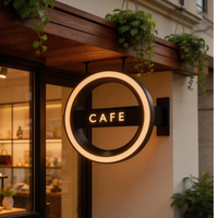 Enseigne lumineuse LED réglable pour extérieur ADMAX, logo de café en acier inoxydable et acrylique, étanche, publicité LED, enseigne lumineuse en forme de lame