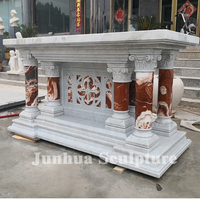 Table d'autel en marbre blanc pour décoration religieuse catholique