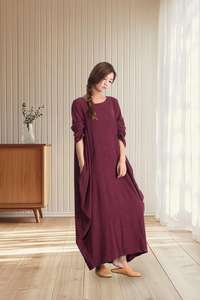 Vestido Maxi de Lino Tallas Grandes para Mujer, Corte Regular, Largo, Verano, Algodón Ecológico, con Cinturón, Línea A, Ropa Personalizada OEM ODM Marca Privada - Product Image 4