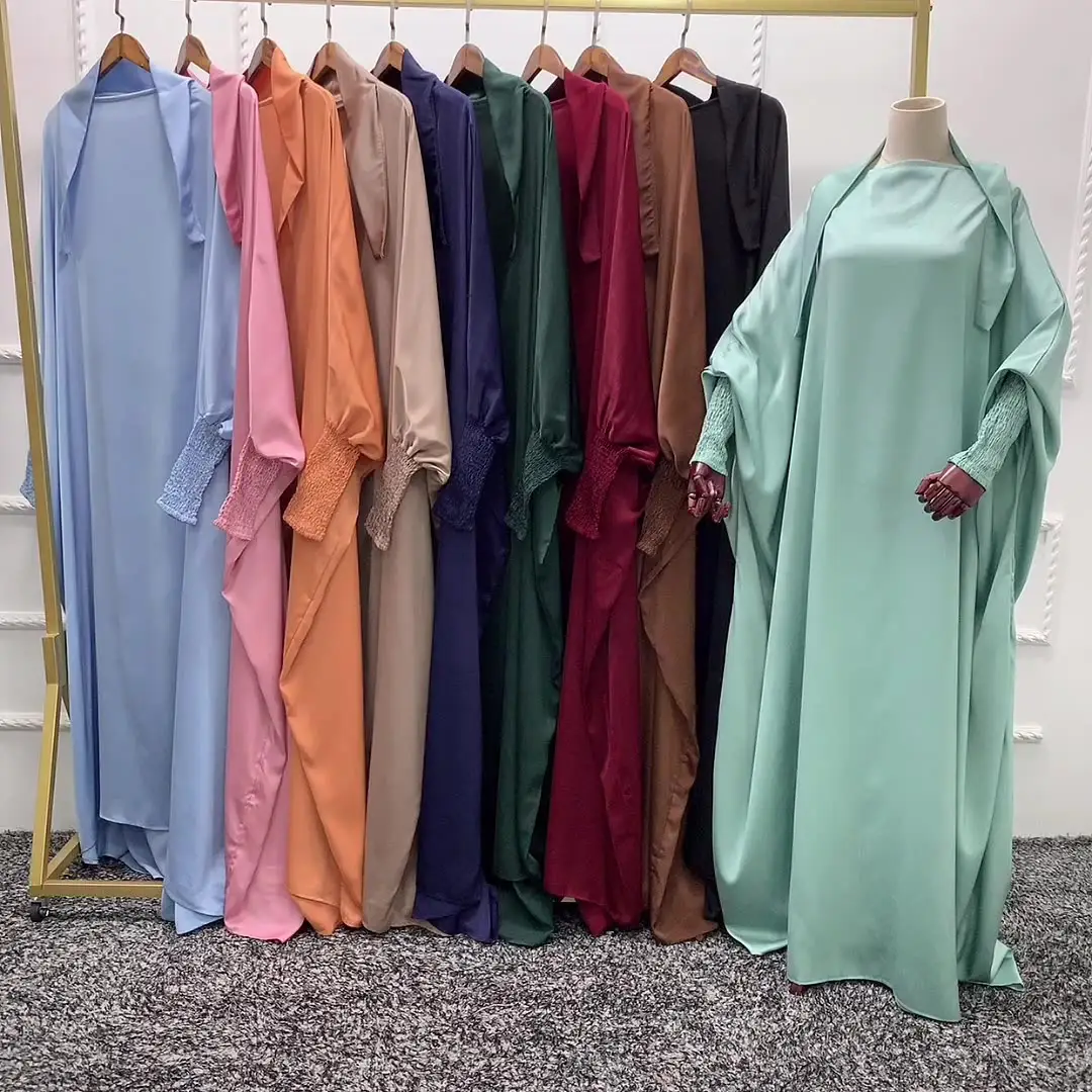 थोक तुर्की एक टुकड़ा सस्ते ऑनलाइन काले प्रार्थना हिजाब पॉलिएस्टर इस्लामी कपड़े मुस्लिम महिलाओं पोशाक Khimar Jilbab Abaya