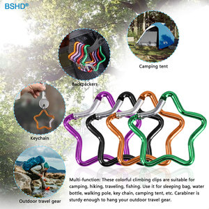 Listo para enviar, venta al por mayor, Metal colorido, 48mm, gancho de mosquetón de estrella de aluminio, Clips de mosquetón multifunción en forma de corazón o estrella - Product Image 6