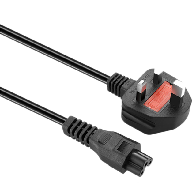 Factory Price 1.5m IEC Figure 8 2 Prong AC Power Cable for Industrial Equipment Universal Shape Pin UK C7 BS Male End 13A